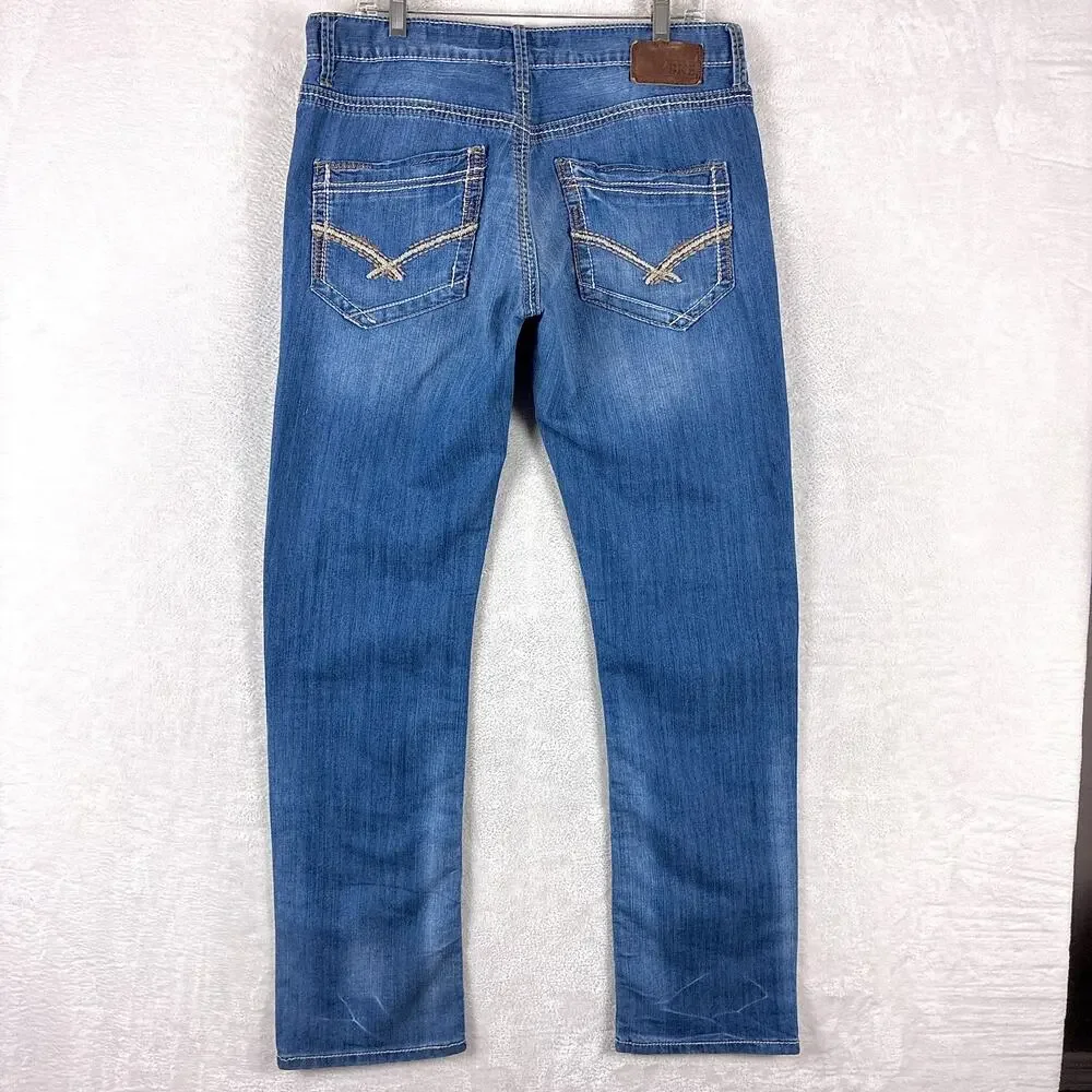 BKE Jeans Mens 34L Carter Faded Whiskered Stretch Western Cowboy Classic Y2K